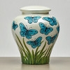 Blue Butterflies Hand Painted Ceramic Cremation Urn