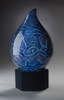 Large Blue Teardrop Wood Cremation Urn
