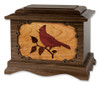 Cardinal 3D Inlay Walnut Wood Cremation Urn