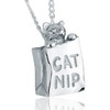 Cat Nip Bag Sterling Silver Pet Cremation Jewelry Pendant Necklace