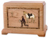 Cowboy and Horse with 3D Inlay Oak Wood Hampton Cremation Urn