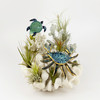Crab and Turtle Over Coral Cremains Encased in Glass Cremation Sculpture
