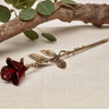 Crimson Long Stem Rose Brass Keepsake Cremation Urn