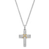 Cross with Gold Finish Accent and CZ Stone Sterling Silver Cremation Jewelry Pendant