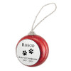 Dog Paw Prints Red Glitter Memorial Holiday Tree Ornament