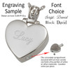 Double Fingerprint Heart Slider Stainless Steel Memorial Cremation Pendant Necklace
