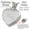 Double Fingerprint Heart Slider Sterling Silver Memorial Cremation Pendant Necklace