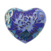 Elite Floral Garden Blue Cloisonne Heart Brass Keepsake Cremation Urn