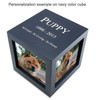 Medium Navy Photo Cube Pet Cremation Urn