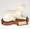 Faithful Feline Laying Hollow Cat Urn With Walnut Base