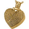 Fingerprint Heart with Filigree Bail Solid 14k Gold Memorial Cremation Pendant Necklace