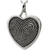 Fingerprint Heart Sterling Silver Memorial Pendant Necklace