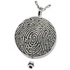 Fingerprint Round Stainless Steel Memorial Cremation Pendant Necklace