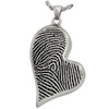 Fingerprint Teardrop Heart Sterling Silver Memorial Cremation Pendant Necklace
