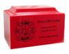 Firefighter Fire Engine Red Classic Cultured Marble Cremation Urn