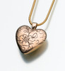 Floral Bronze Heart Cremation Jewelry