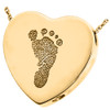 Footprint Heart Slider Solid 14k Gold Memorial Cremation Pendant Necklace