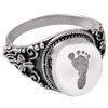 Footprint Round Sterling Silver Memorial Cremation Ring