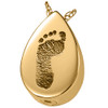 Footprint Teardrop Solid 14k Gold Memorial Cremation Pendant Necklace