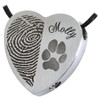 Half Print Pawprint and Name Heart Slider Stainless Steel Memorial Pet Cremation Jewelry Pendant Necklace