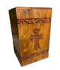 Hand-Carved Cross Solid Rosewood Wood Cremation Urn