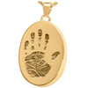Handprint Oval Solid 14k Gold Memorial Cremation Pendant Necklace