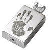 Handprint Rectangle Stainless Steel Memorial Cremation Pendant Necklace