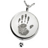 Handprint Round Stainless Steel Memorial Cremation Pendant Necklace