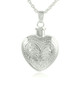 Etched Heart Sterling Silver Cremation Jewelry Pendant Necklace