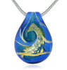 Heavenly Blue Cremains Encased in Glass Cremation Jewelry Pendant