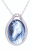 Horse Cameo Sterling Silver Pet Cremation Jewelry Pendant Necklace