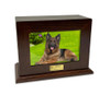 Horizontal Large Inset Photo Pet Walnut MDF Urn