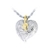 Leaves and Berries Heart Sterling Silver with Gold Cremation Jewelry Pendant Necklace