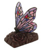 LED Butterfly on Rose Purple Tiffany Style Lamp Keepsake Cremation Urn