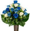 Mausoleum Blue and White Mixed Roses Silk Flowers for Cemeteries