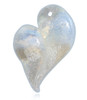 Misty White Heart Cremains Encased in Glass Cremation Jewelry Pendant