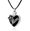 Mom with Butterfly Heart Stainless Steel Cremation Jewelry Pendant Necklace