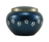 Petite Moonlight Blue  /  Pewter Odyssey Paw Print Pet Cremation Urn