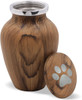 Paw Print Oak Finish Pet Aluminum Keepsake Cremation Urn