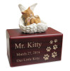 Hamilton Collection Tan Cat Figurine Cherry Wood MDF Cremation Urn