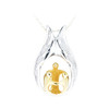 One Parent Two Children Family Sterling Silver with Gold Cremation Jewelry Pendant Necklace