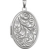 Oval Floral Spray Sterling Silver Memorial Locket Jewelry Necklace
