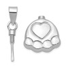 Paw Print and Heart Sterling Silver Cremation Jewelry Pendant