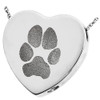 Pawprint and Name Heart Slider Sterling Silver Memorial Pet Cremation Jewelry Pendant Necklace