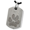 Pawprint Dog Tag Stainless Steel Memorial Pet Cremation Jewelry Pendant Necklace