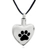 Pawprint Heart Stainless Steel Pet Cremation Jewelry Pendant Necklace