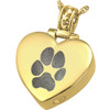 Pawprint Heart with Filigree Bail Solid 14k Gold Memorial Pet Cremation Jewelry Pendant Necklace