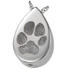 Pawprint Teardrop Sterling Silver Memorial Pet Cremation Jewelry Pendant Necklace