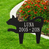 Personalized Silhouette Cat Pet Memorial Lawn and Garden Marker - 13 Colors