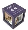 Small Violet Photo Cube Pet Cremation Urn